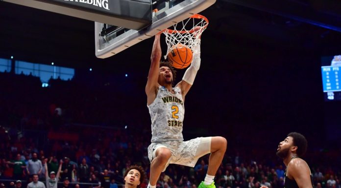 Wright State defeats Bryant at UD Arena to continue dancing